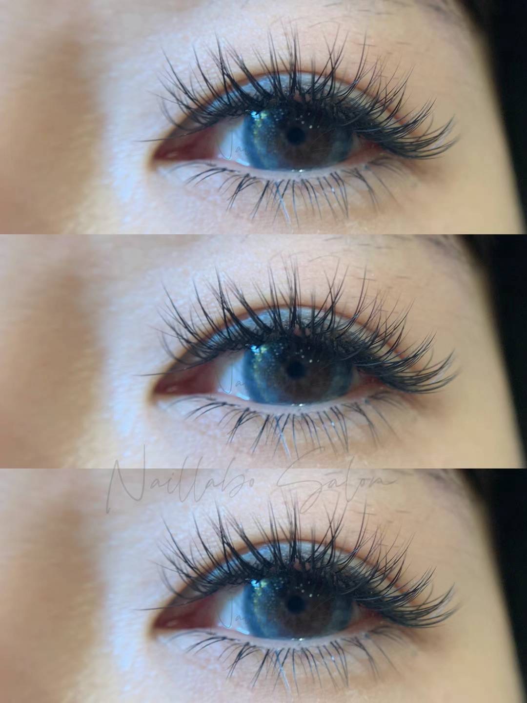 Close-up of volume eyelash extensions