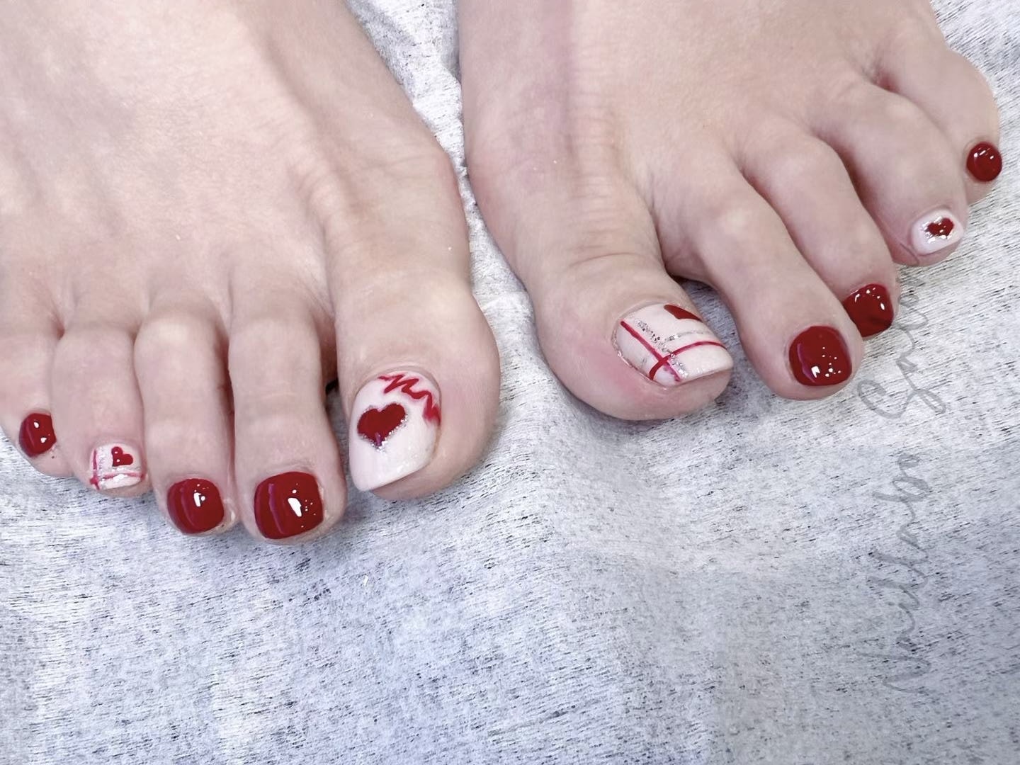 Cute red heart pedicure