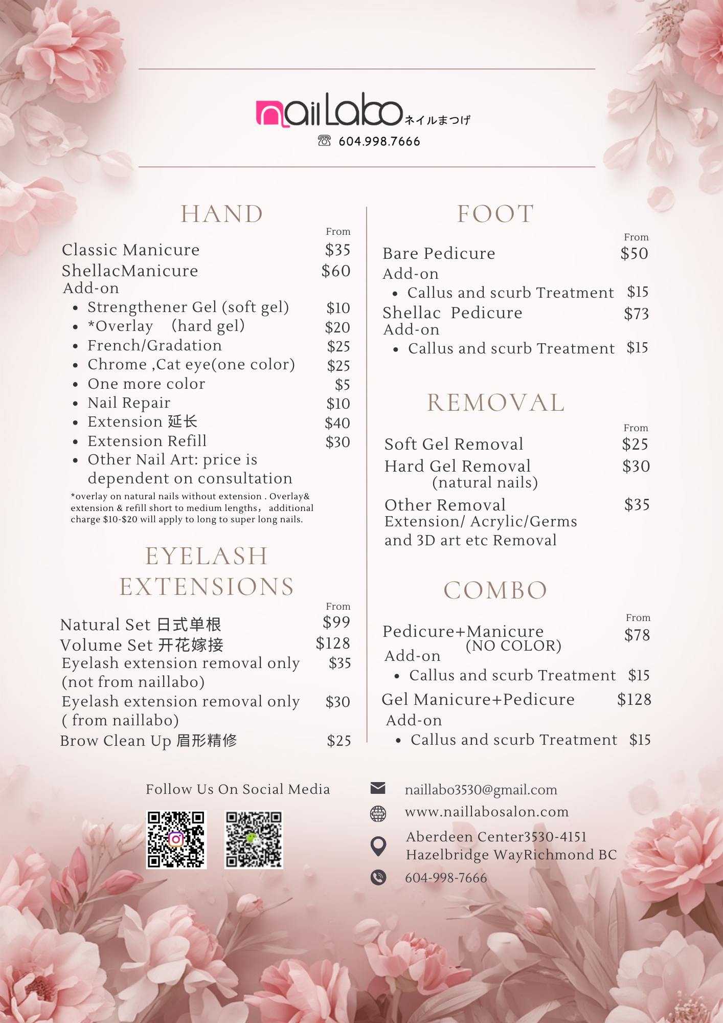 Naillabo service menu