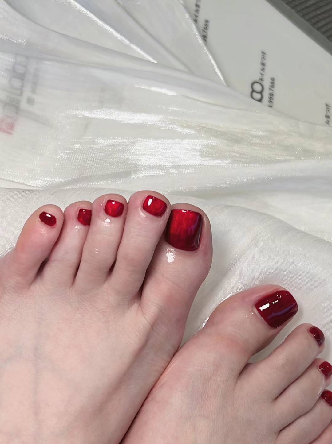 Classic Wine Red Pedicure Design